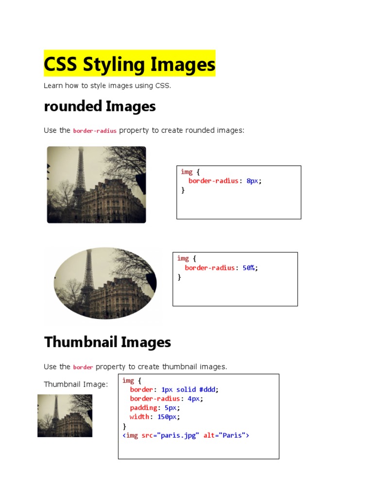 Css For Stling Images | PDF | World Wide Web Consortium Standards | Web ...