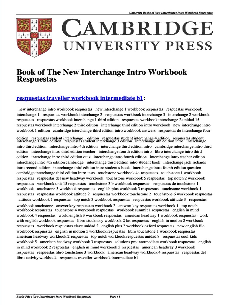Respuestas del New Interchange Intro Workbook | PDF