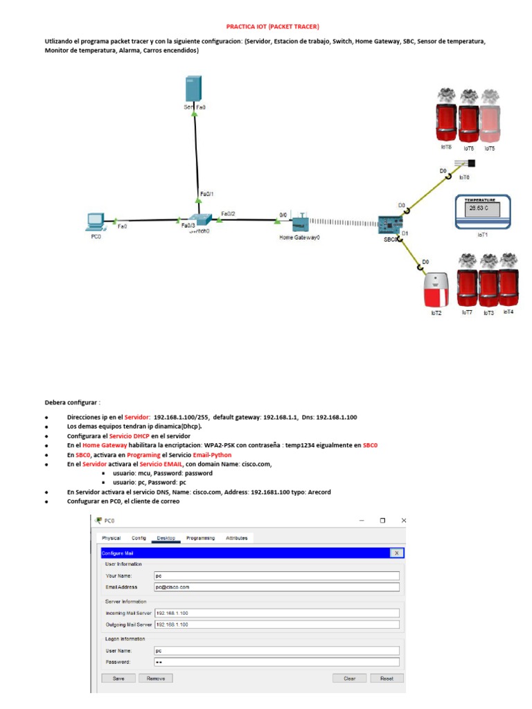 Configuración IoT con Packet Tracer | PDF | Informática