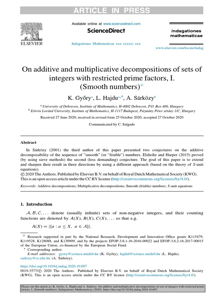 On additive and multiplicative decompositions of s pdf integer