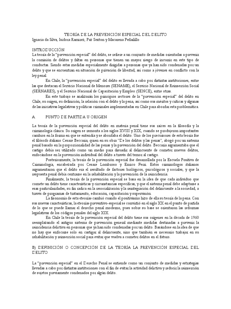 Teoria de La Prevencion Especial Del Delito | PDF | Derecho penal ...