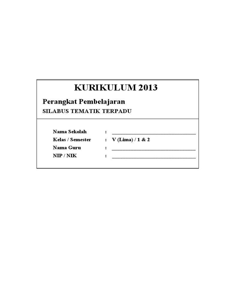 Kelas 5 - Silabus | PDF | Sains & Matematika