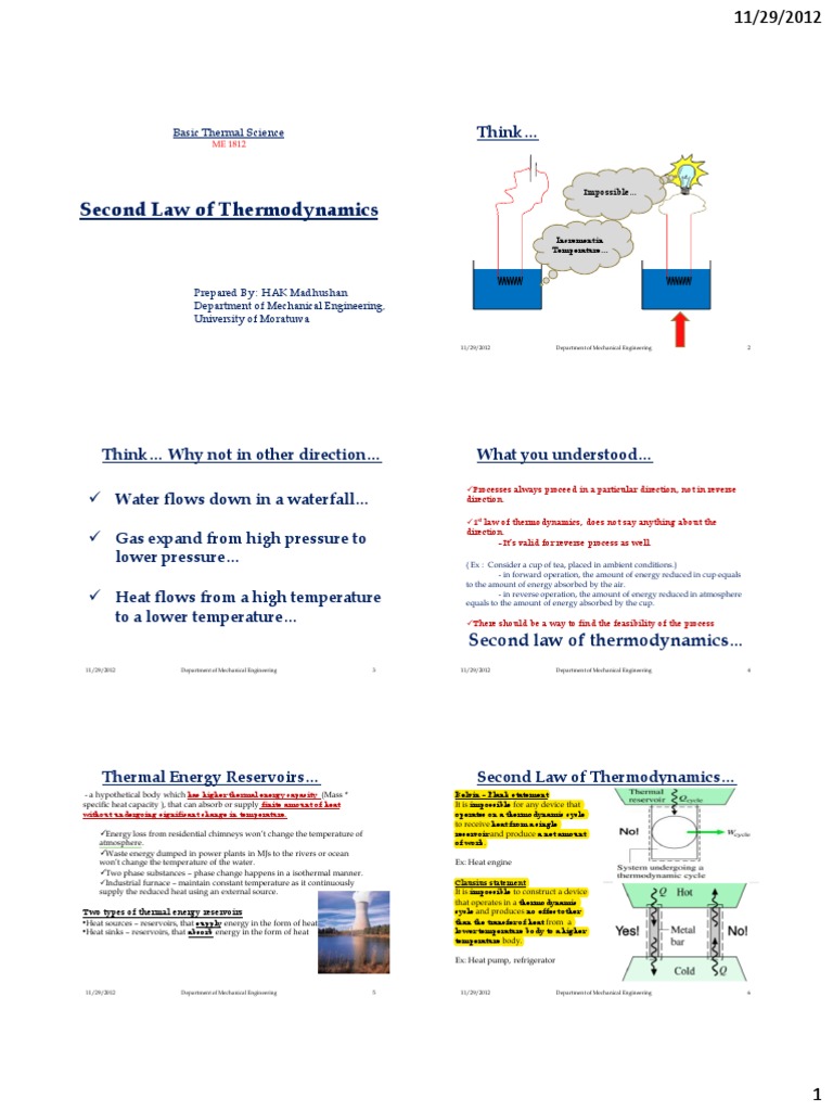 SECOND LAW OF THERMODYNAMICS PDF NOTES visual data 8