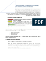 Recomendaciones PROTOCOLO PARA LA ATENCIÓN DE INCIDENTES MÉDICOS EN ESCUELAS PUBLICAS DEL ESTADO DE QRO