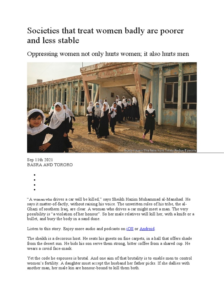 Societies That Treat Women Badly Are Poorer and Less Stable | PDF