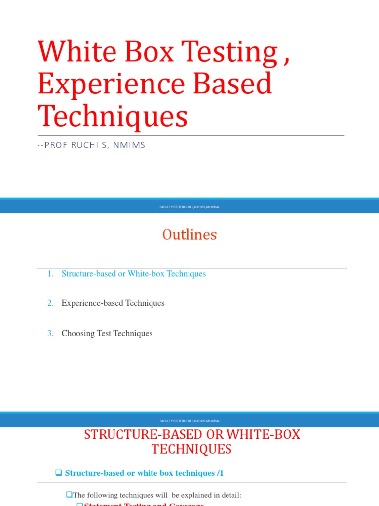 White Box Testing Techniques Overview | PDF | Control Flow | Systems ...