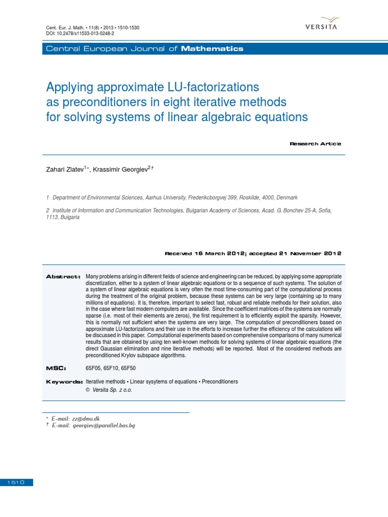 Applying approximate lu factorizations as preconditioners in eight
