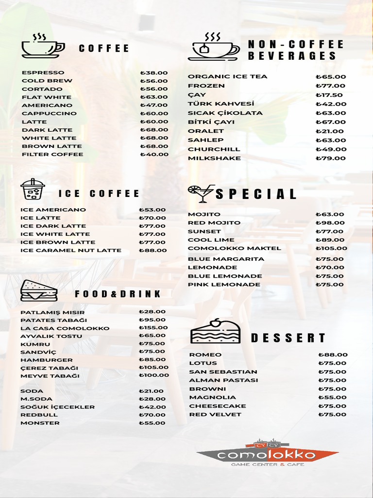 Comolokko Menu | PDF | Foods | Hot Drinks