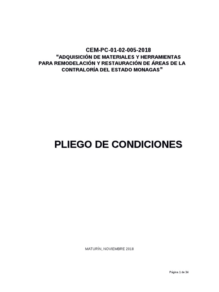 Pliego CC 005 Concurso Abierto Remodelacion y Restauracion | PDF ...
