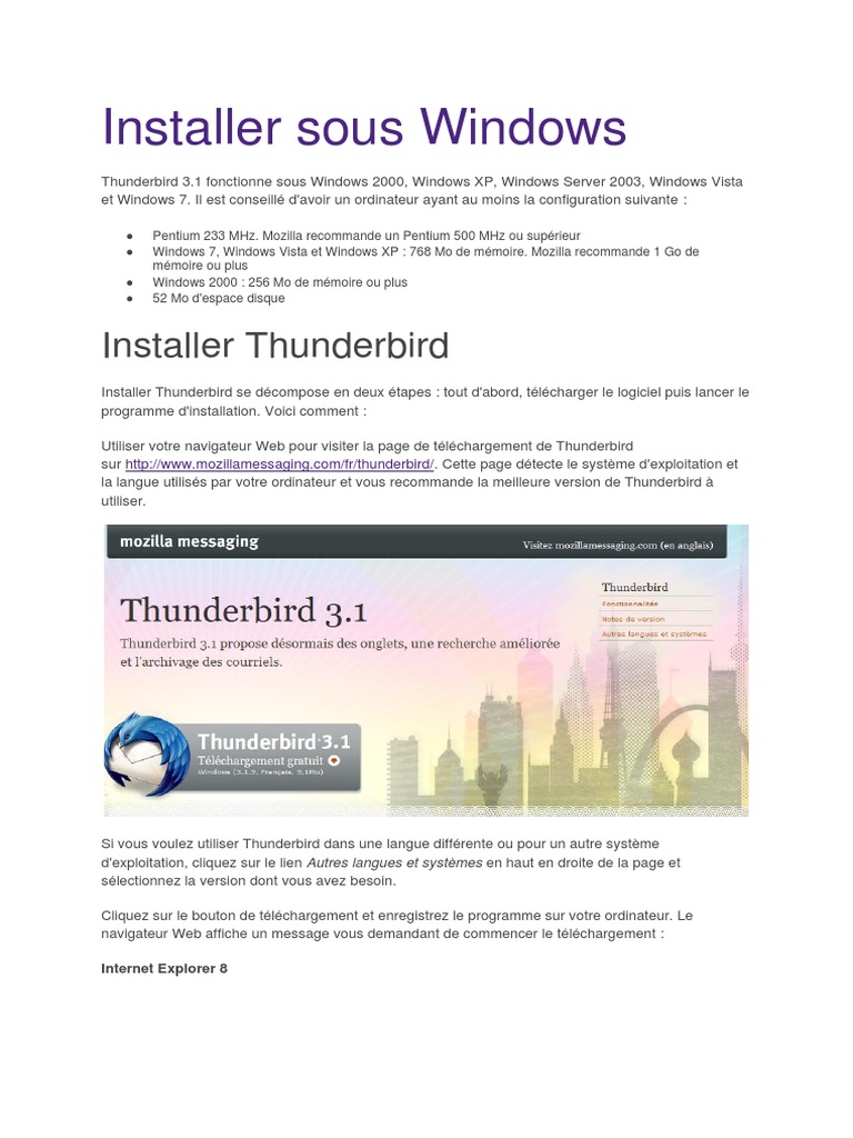 Installer et migrer Thunderbird sous Windows | PDF | Installation ...