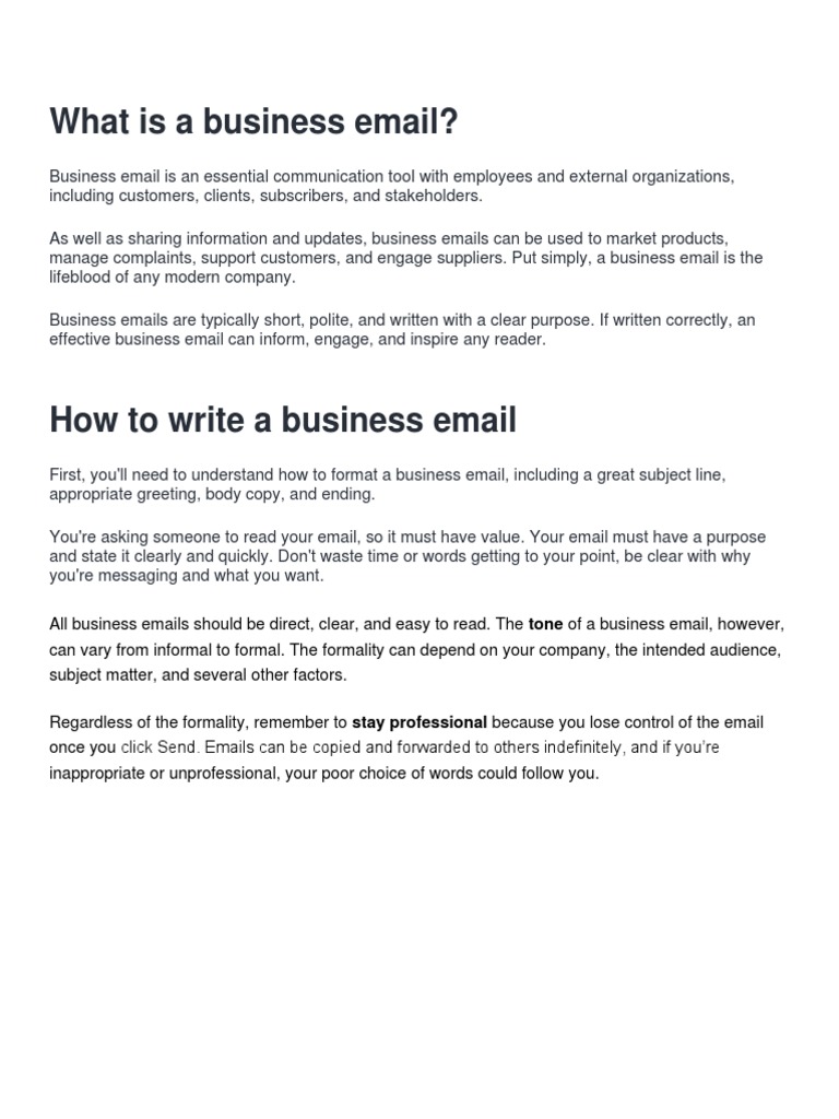 Business Email Writing Guide | PDF | Communication | Business