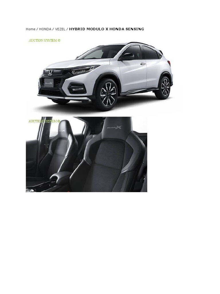 Honda Vezel Hybrid Modulo X Honda Sensing 2019 PDF Airbag Steering