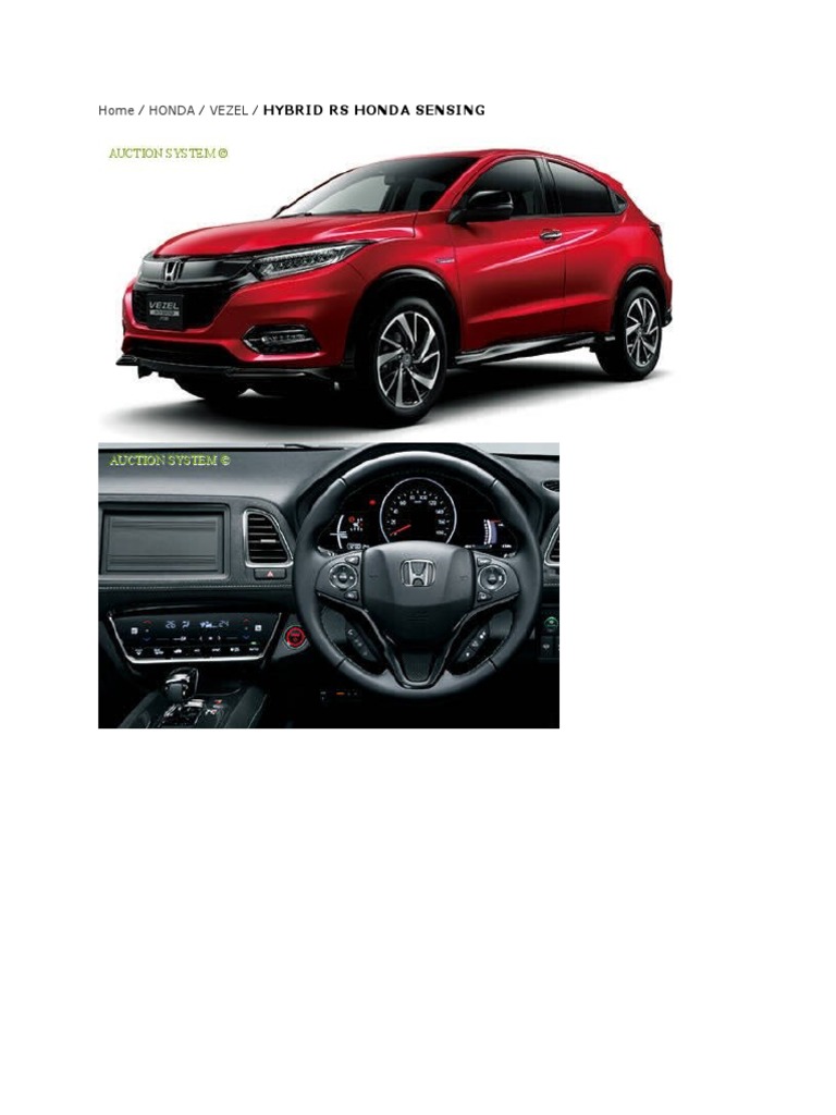 Honda Vezel Hybrid RS Honda Sensing 2018 PDF Airbag Steering