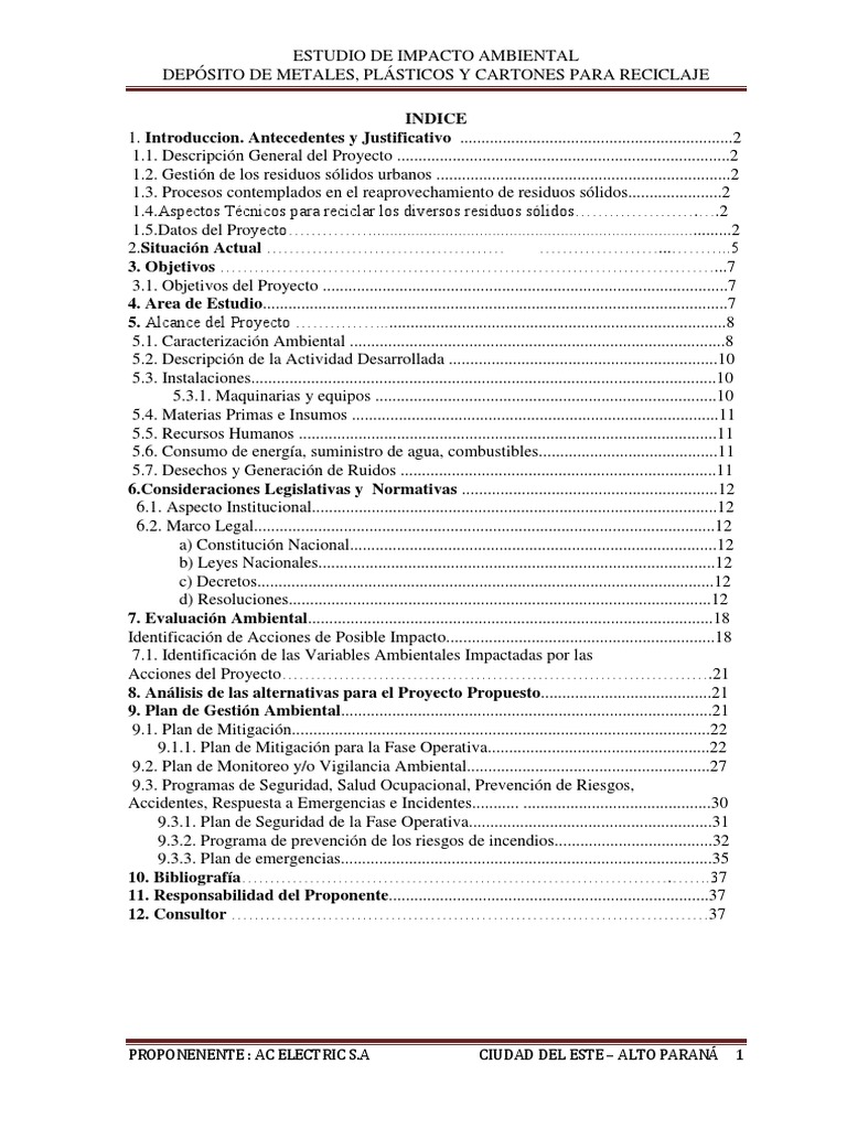 Estudio de Impacto Ambiental para Reciclaje | PDF | Reciclaje | Residuos