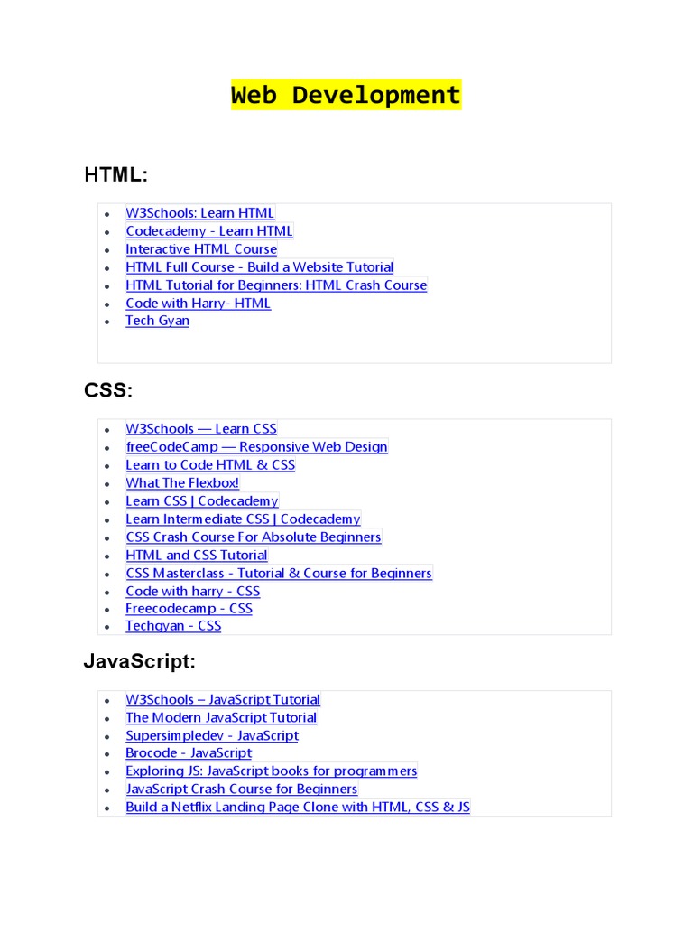 Web Development Free Resources | PDF