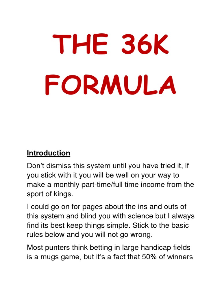 36k Formula+ Bonus Systems | PDF | Odds | Gambling