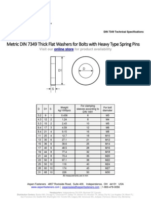 Metric DIN 7349 Spec, PDF, Washer (Hardware)