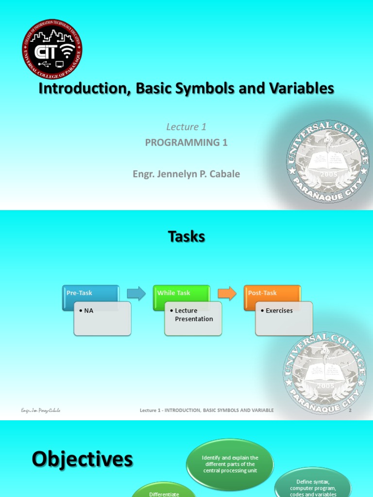 Lec 1 - Introduction Basic Symbols and Variables | PDF | Programming ...