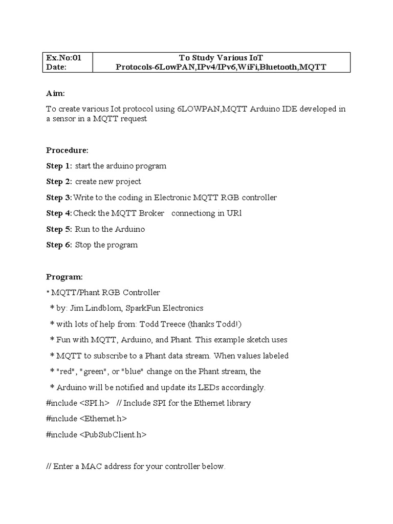 Iot Record111 | PDF | Arduino | Internet Architecture