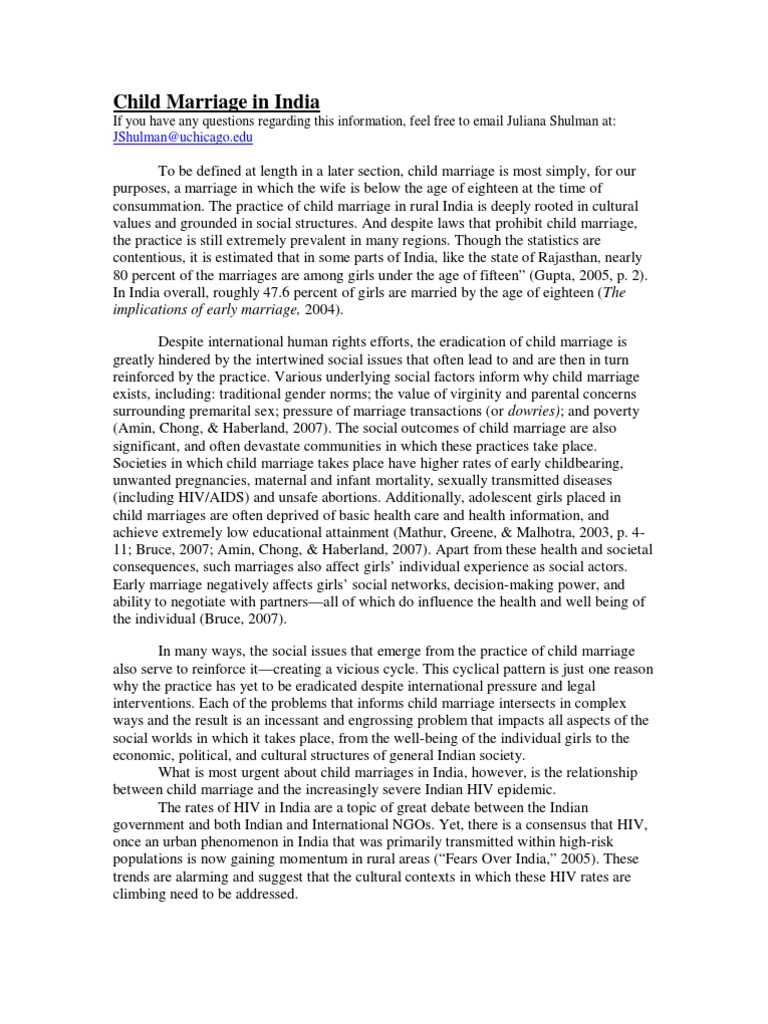 Child Marriage and HIV in India | PDF | Social Science | Wellness