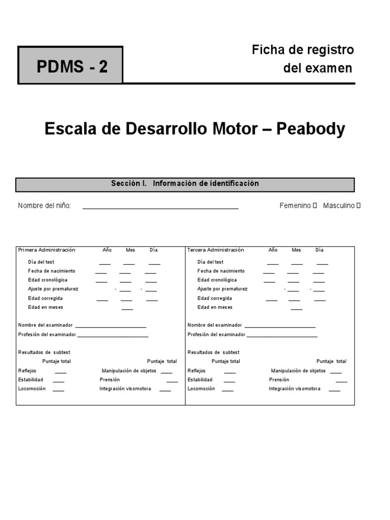 Peabody Escala Del Desarrollo Motor | Descargar gratis PDF | Pie ...