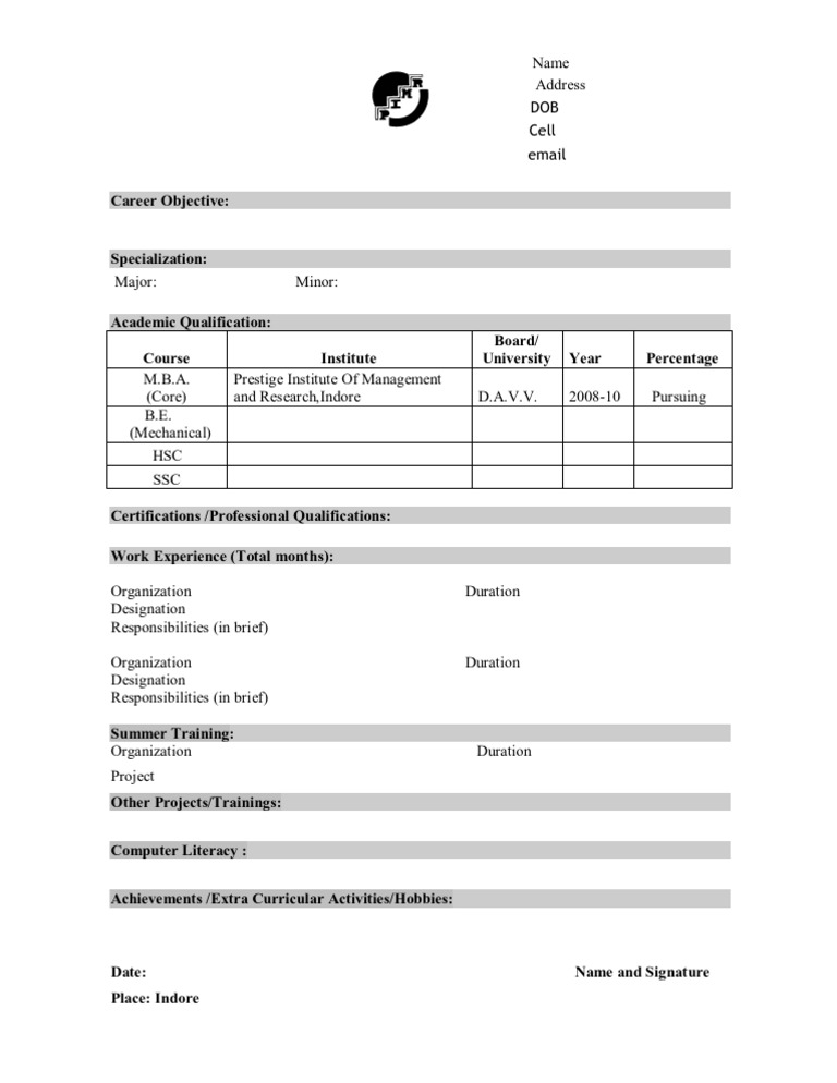Sample CV | PDF