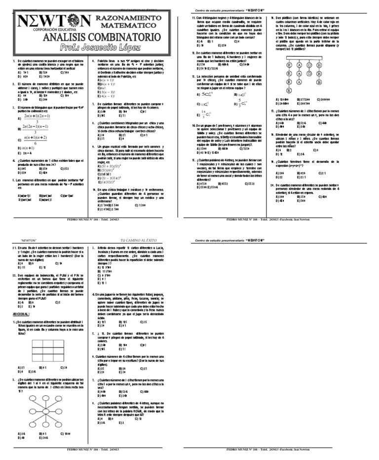 Ejercicios de Combinatoria y Probabilidad | PDF | Ajedrez