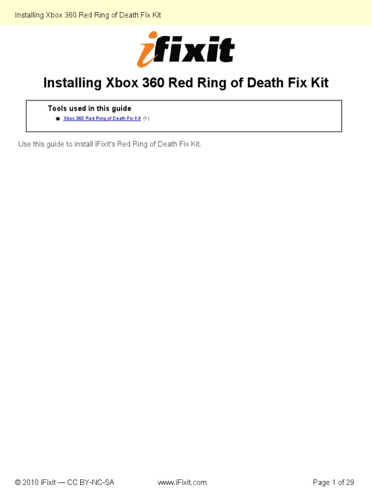 Installing Xbox 360 Red Ring of Death Fix Kit PDF Electrical Connector Xbox 360