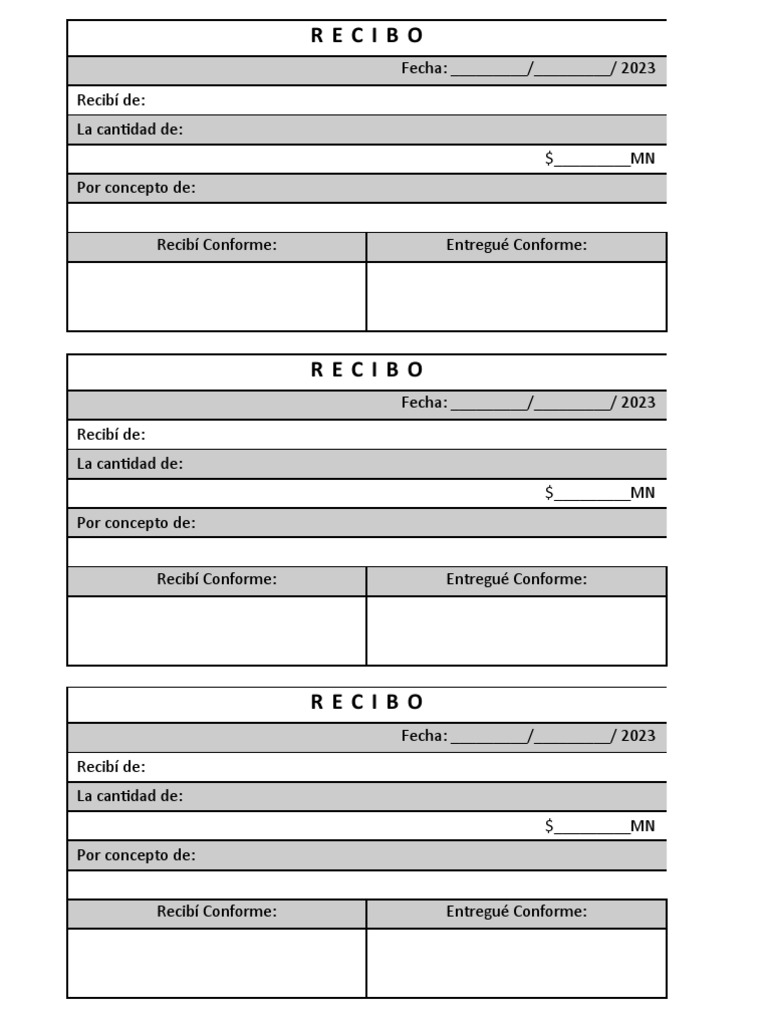 Recibos de Pago o de Recepcion de Dinero | PDF | Finanzas y dinero