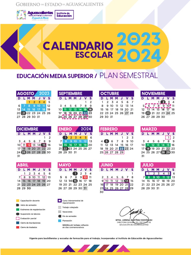 Calendario Escolar 2023 2024 Media Superior Semestral | PDF