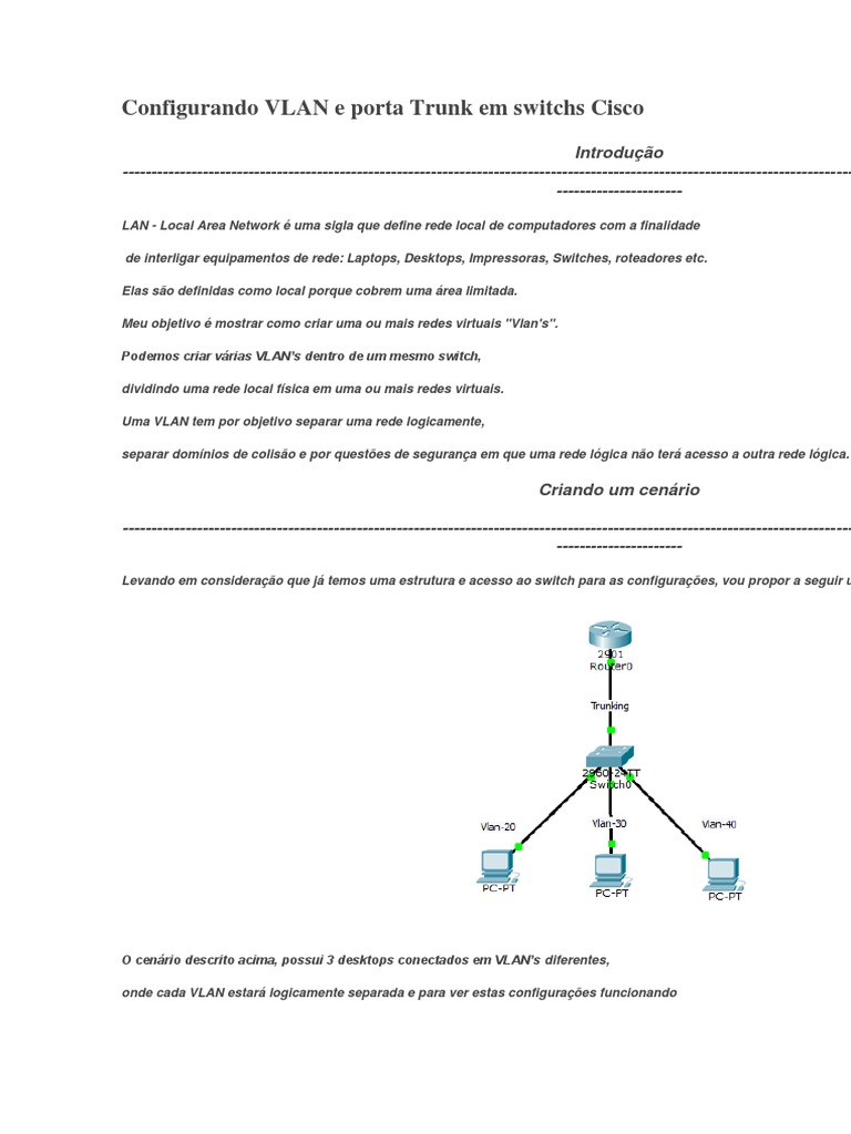 Configurando VLAN e Porta Trunk em Switchs Cisco | PDF | Rede de ...