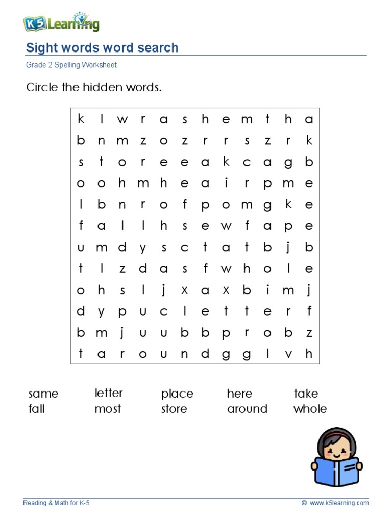 Grade 2 Word Search 1 Pdf