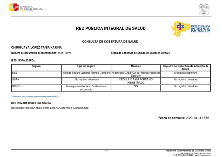 Consulta de Cobertura de Salud IESS-ISSFA-ISSPOL | PDF | Gobierno ...