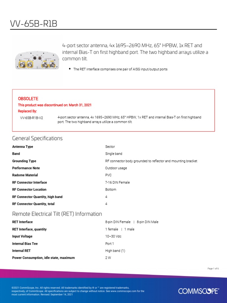 VV-65B-R1B Product Specifications (Comprehensive) | PDF | Antenna ...