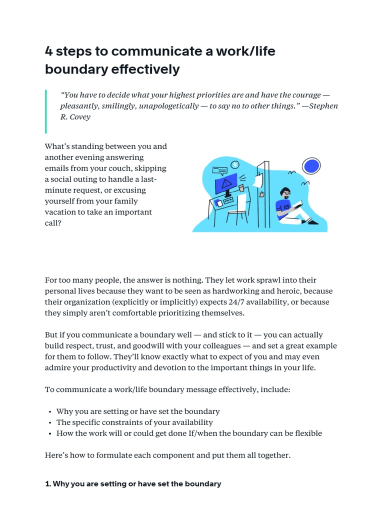4 Steps To Communicate A Work Life Boundary Effectively | PDF