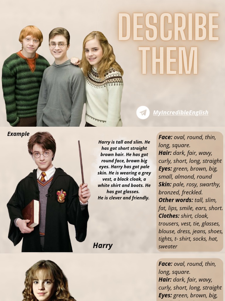 Harry Potter Character Description | PDF | Sweater | Hair