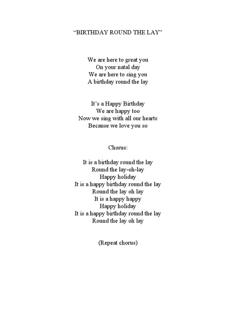 Birthday round the lay pdf