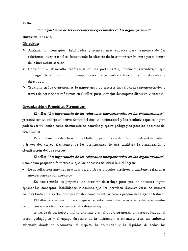 Mejora de Relaciones Interpersonales en Docentes | PDF | Liderazgo ...