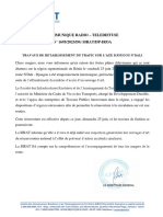 COMMUNIQUE - Travaux Retablissement Djougou Ndali