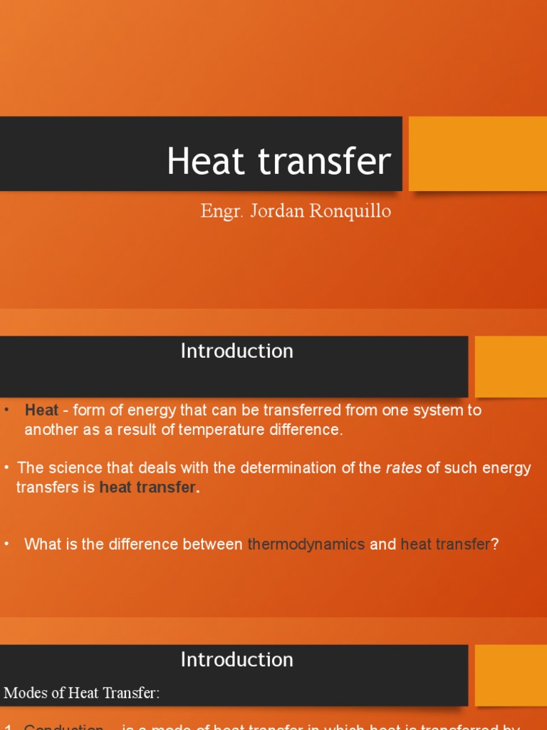 Heat Transfer Introduction PDF Heat Transfer Thermal Conduction