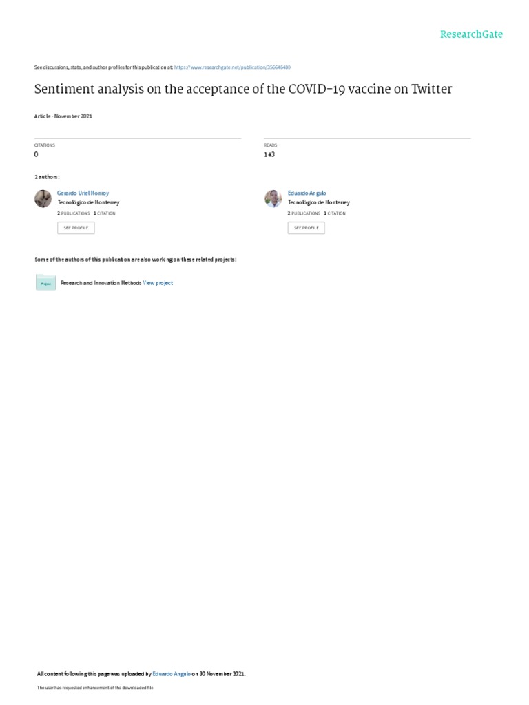 COVID-19 Vaccine Sentiment Analysis on Twitter | PDF | Cognitive ...