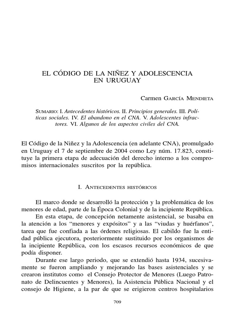 El Código de La Niñez Y Adolescencia en Uruguay: S: I. Antecedentes ...