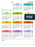 2021 Calendar Portrait Year at A Glance in Color