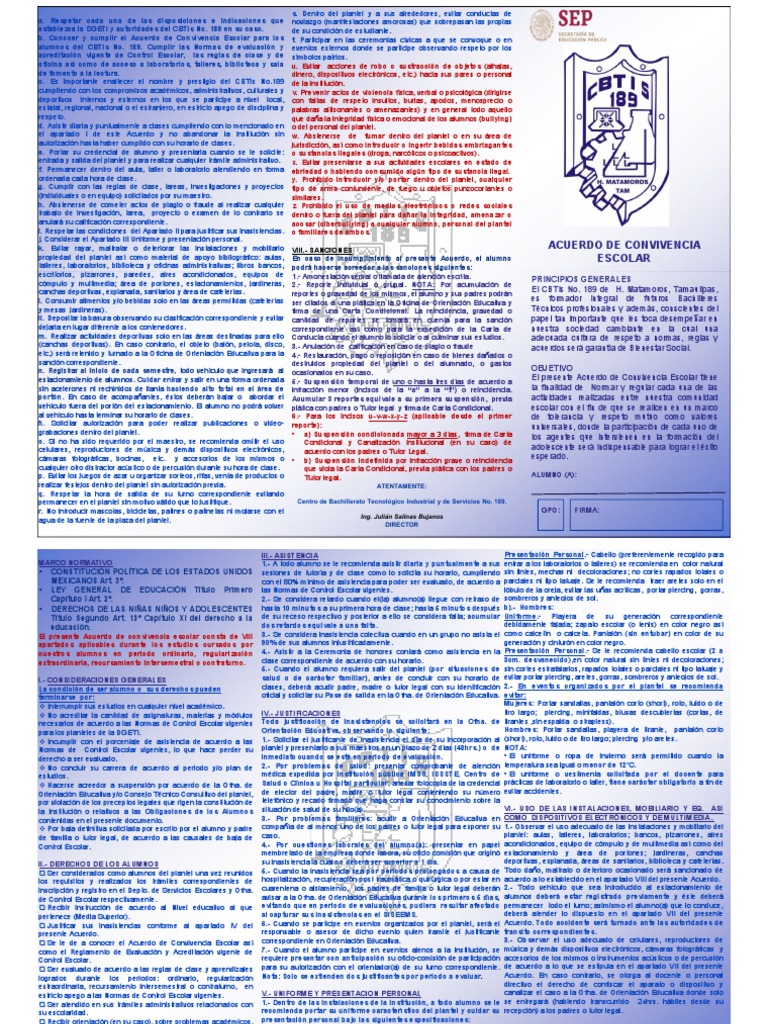Acuerdo de Convivencia Escolar 2023 | PDF | Laboratorios