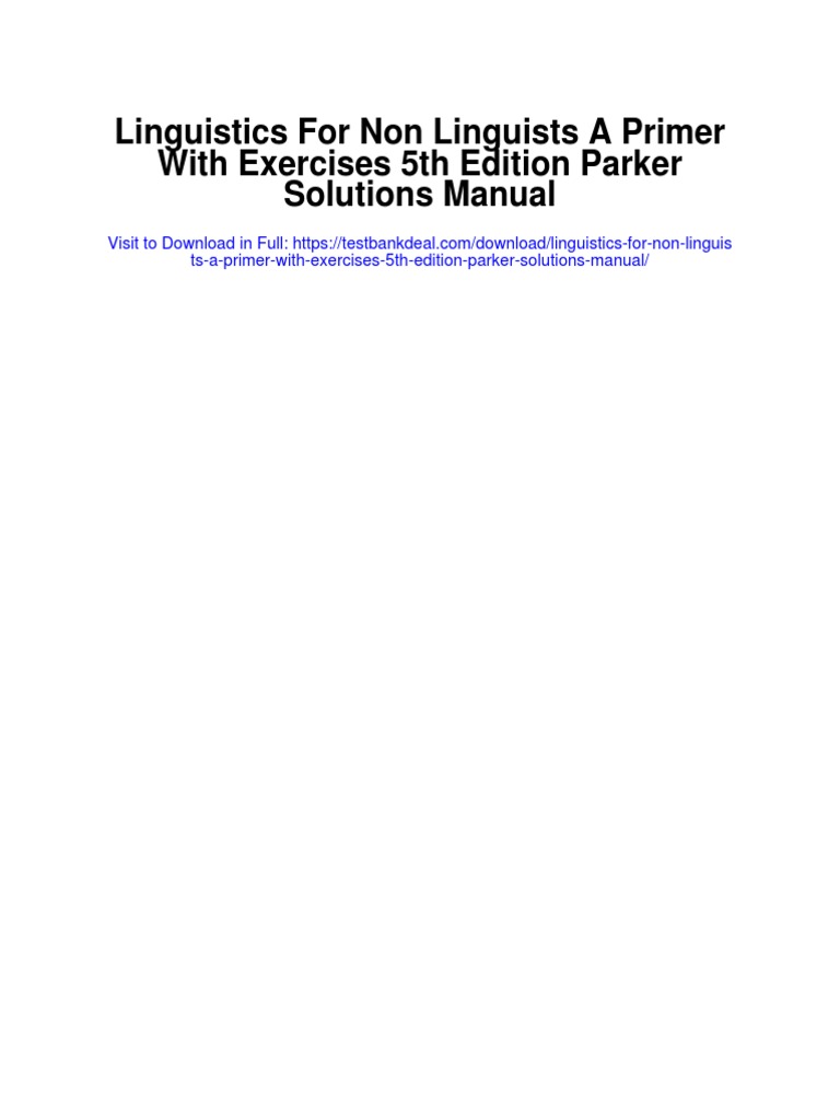 Linguistics For Non Linguists A Primer With Exercises 5th Edition