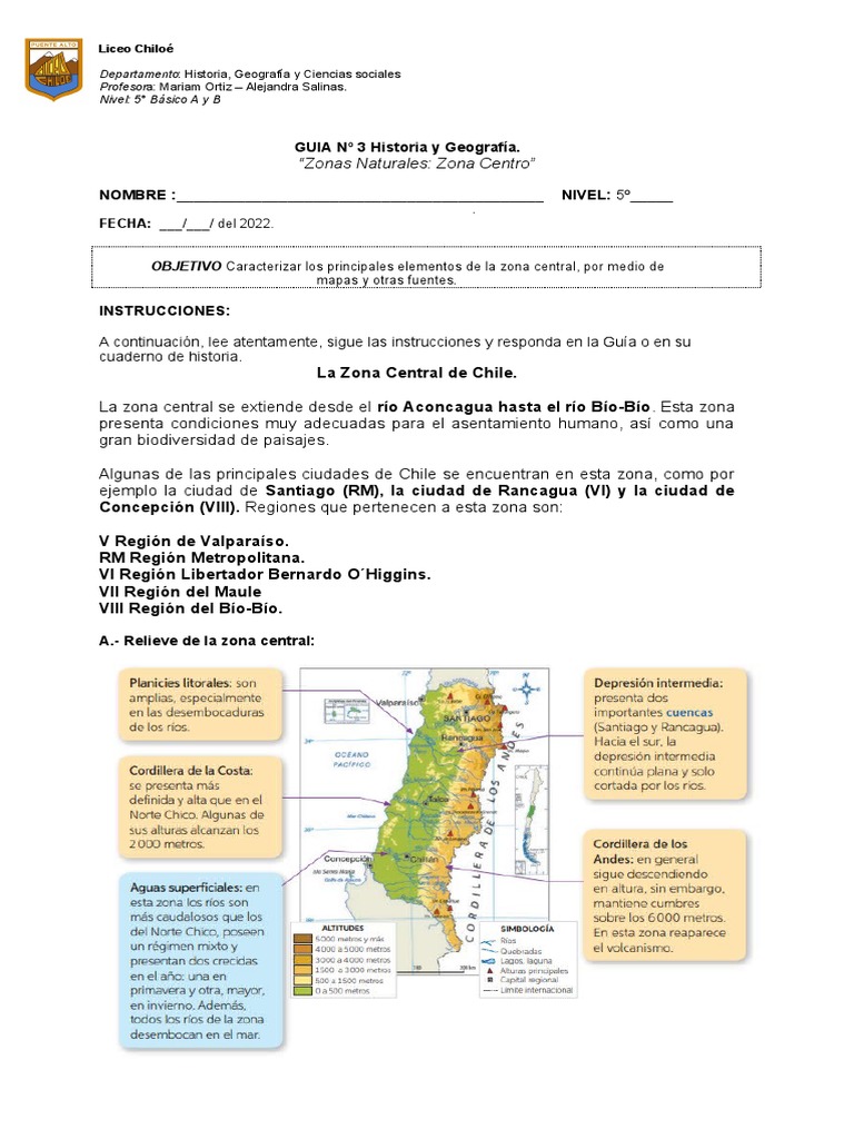 Zonas Naturales de la Zona Central de Chile | PDF | Chile | Ciencias de ...