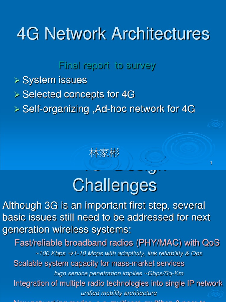 4G Network Architectures: Final Report To Survey | PDF | 4 G | Wireless Lan
