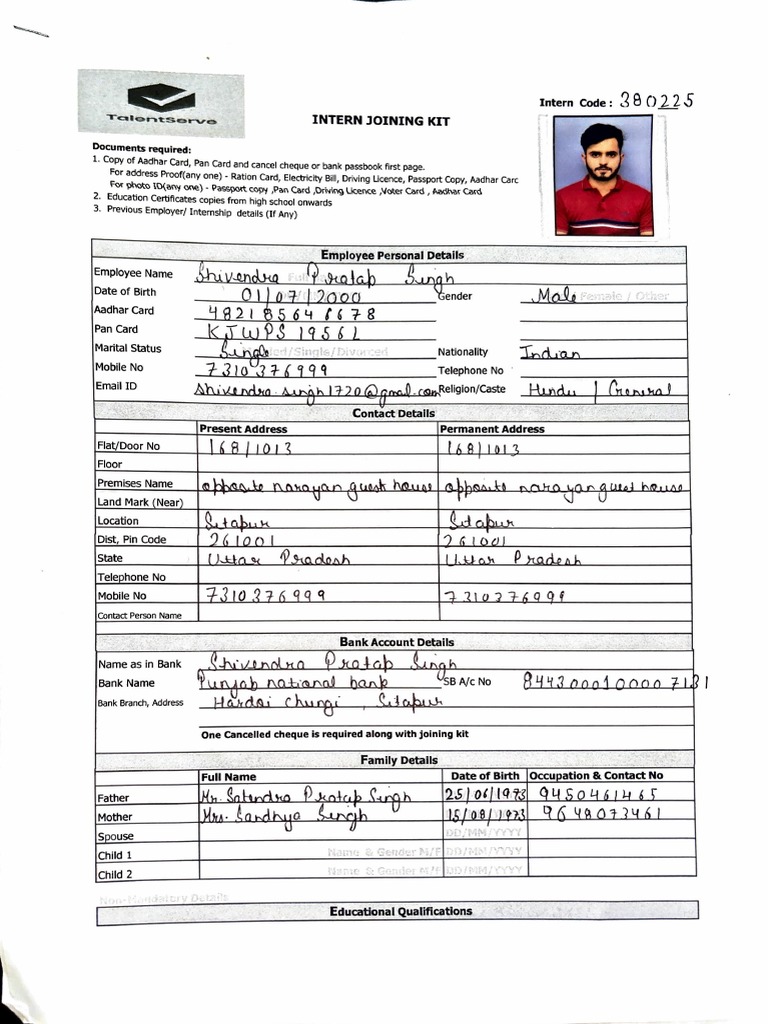 Intern Joining Kit PDF Government And Personhood National Security