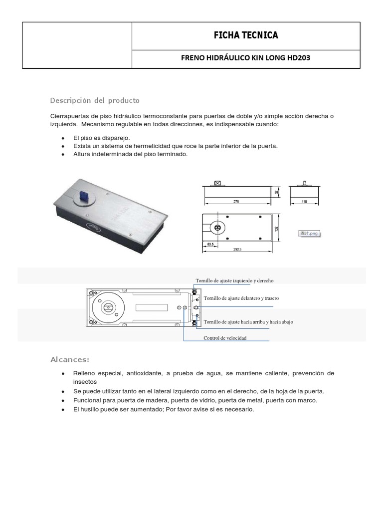 Freno Hidráulico Kin Long HD203 | PDF | Tornillo | Revestimiento