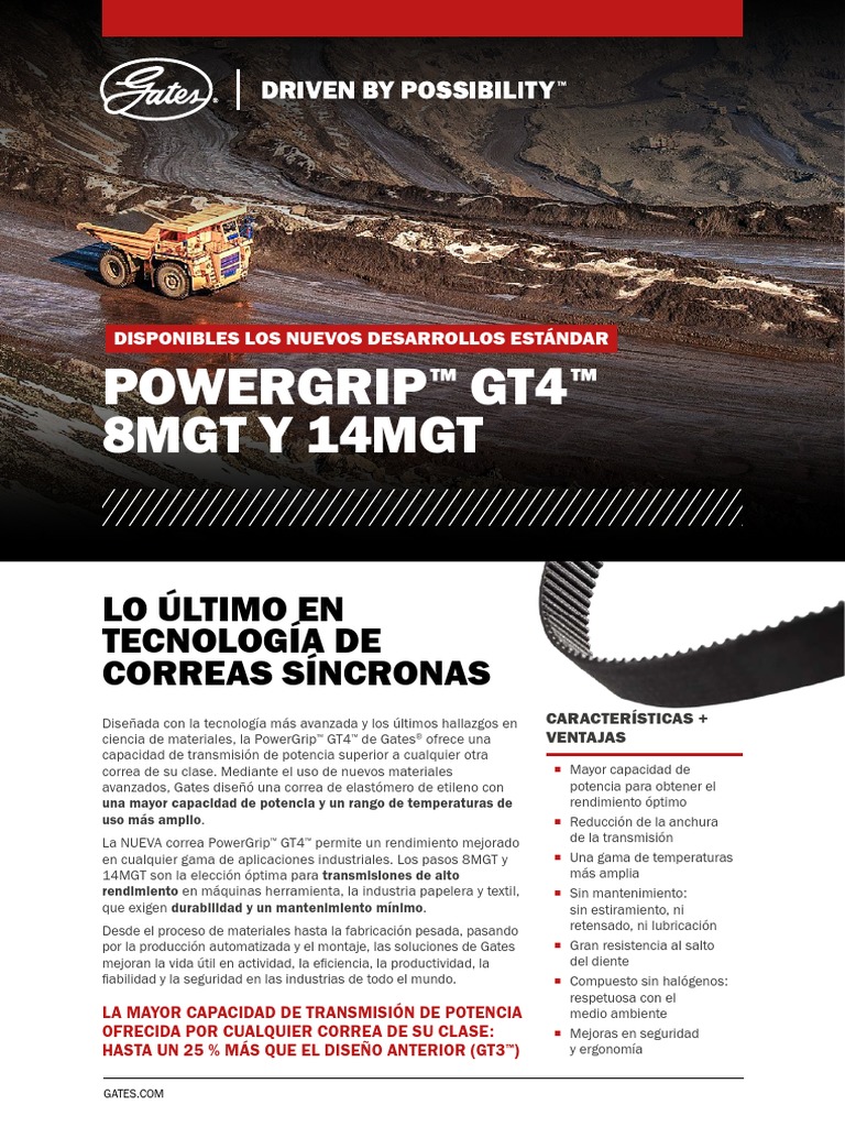powergrip-gt4-belt-sell-sheet-es-es | PDF | Diseño | Ingeniería